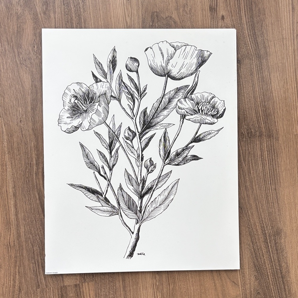 Floral black & white print